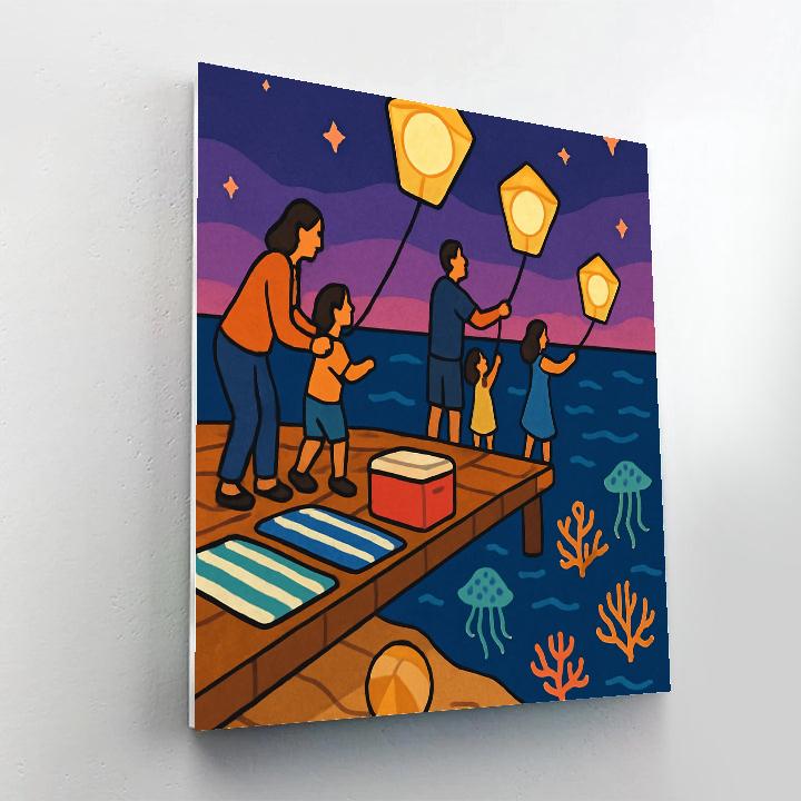 Kite Lanterns Over A Beach Boardwalk DIY paint by numbers