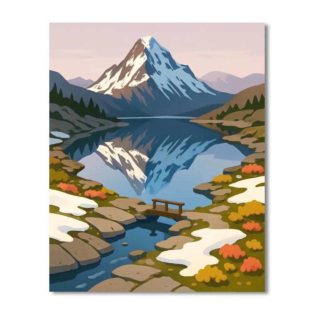 Mirror Lake Below The Mountain At First Thaw Painting by numbers kit