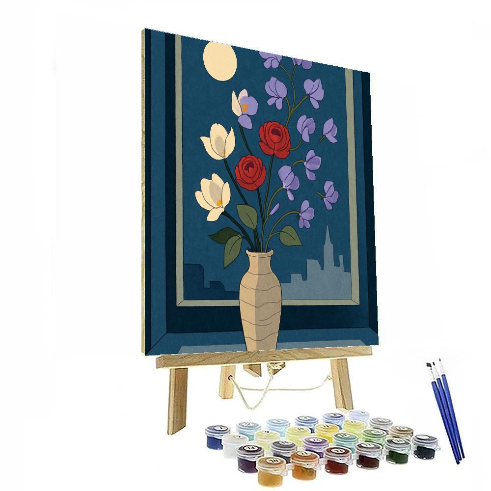 Vase Arrangement With Floating Flowers Numbered painting kits