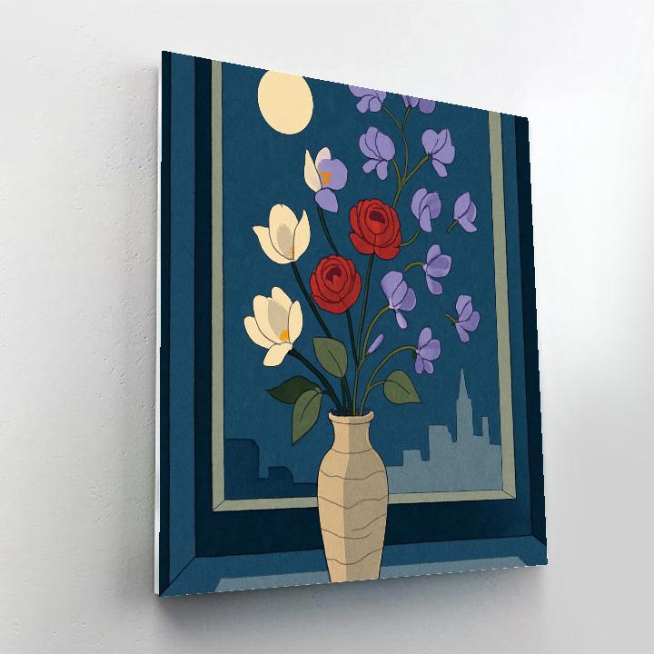 Vase Arrangement With Floating Flowers Numbered painting kits