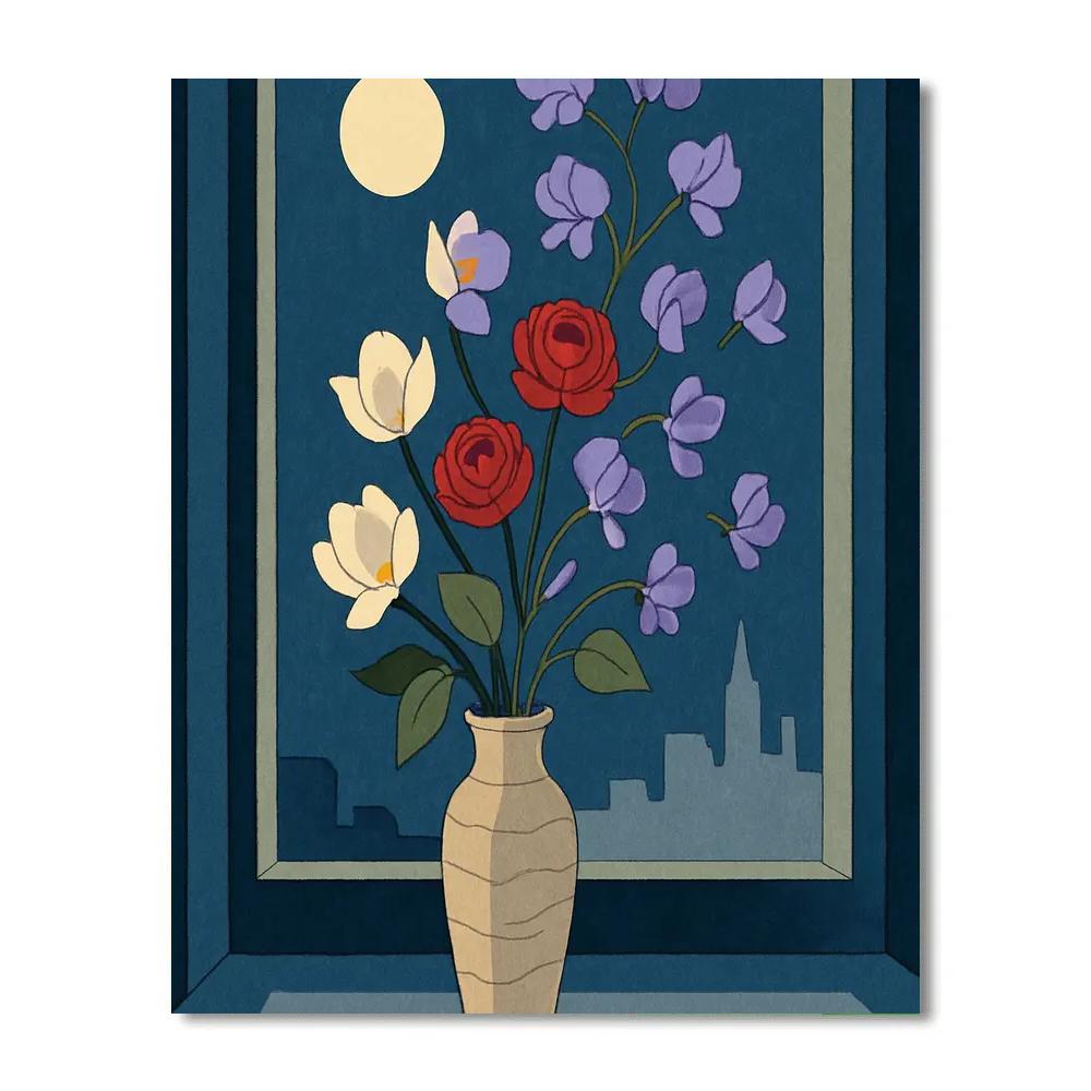 Vase Arrangement With Floating Flowers Numbered painting kits
