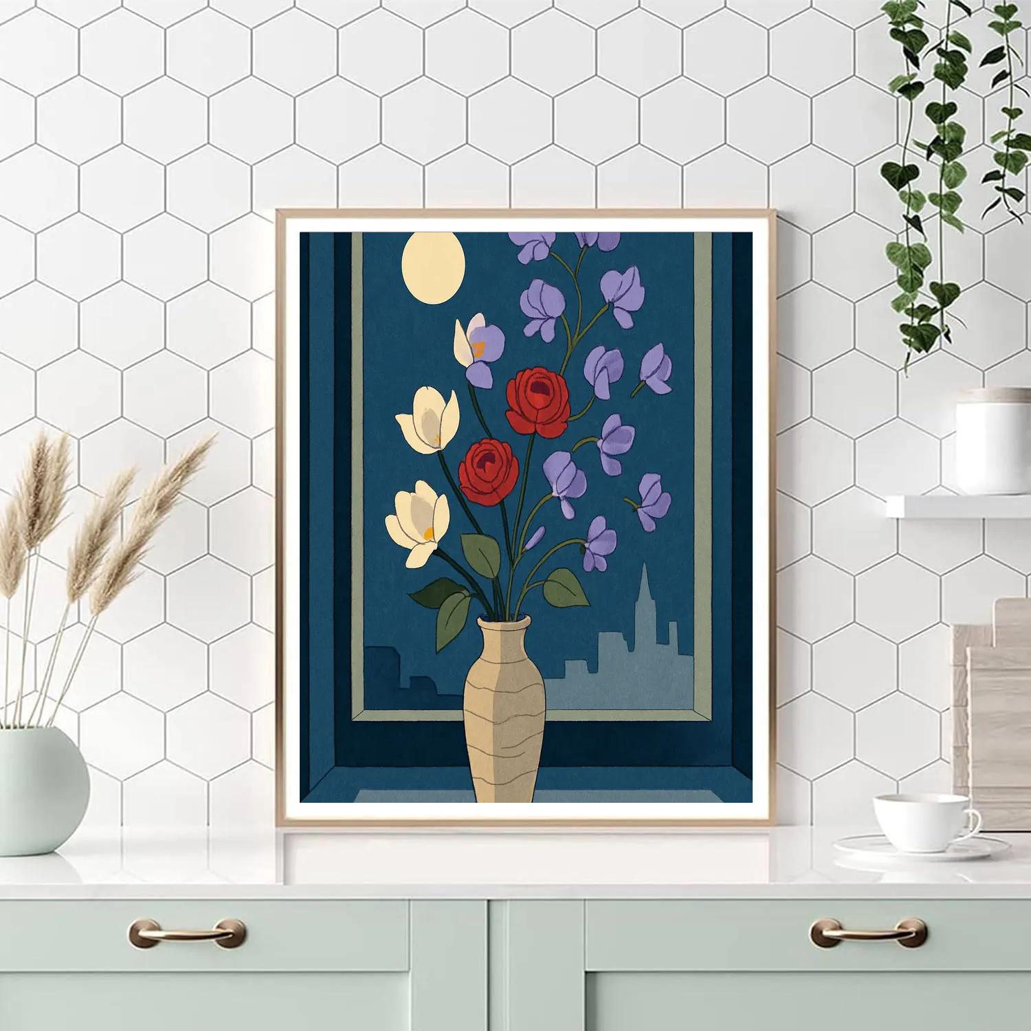 Vase Arrangement With Floating Flowers Numbered painting kits