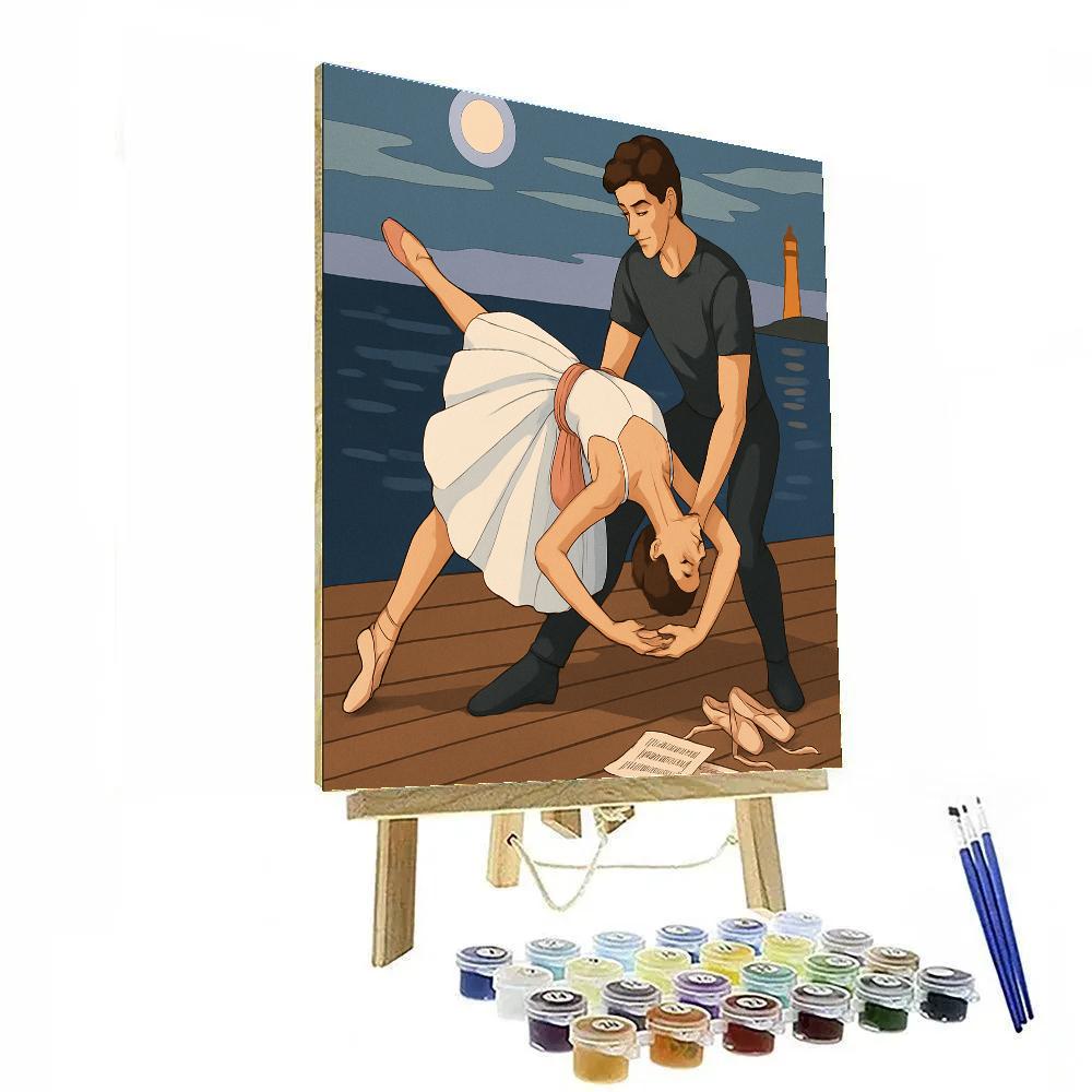 Moonlit Pier With Ballet Rehearsal Paint by numbers art