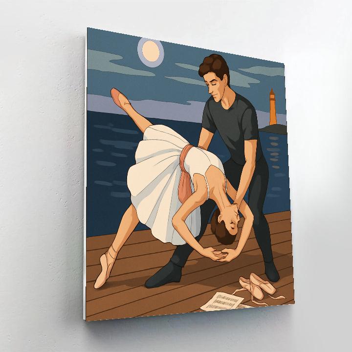 Moonlit Pier With Ballet Rehearsal Paint by numbers art