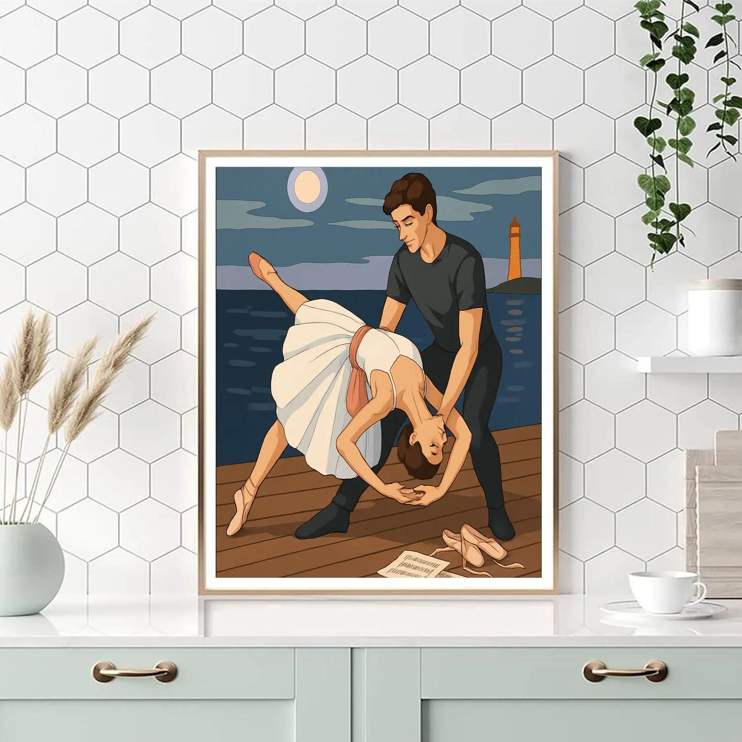 Moonlit Pier With Ballet Rehearsal Paint by numbers art