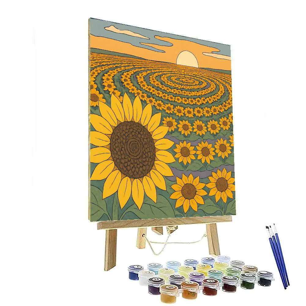 Sunflower Halo Orbit Field paint by numbers