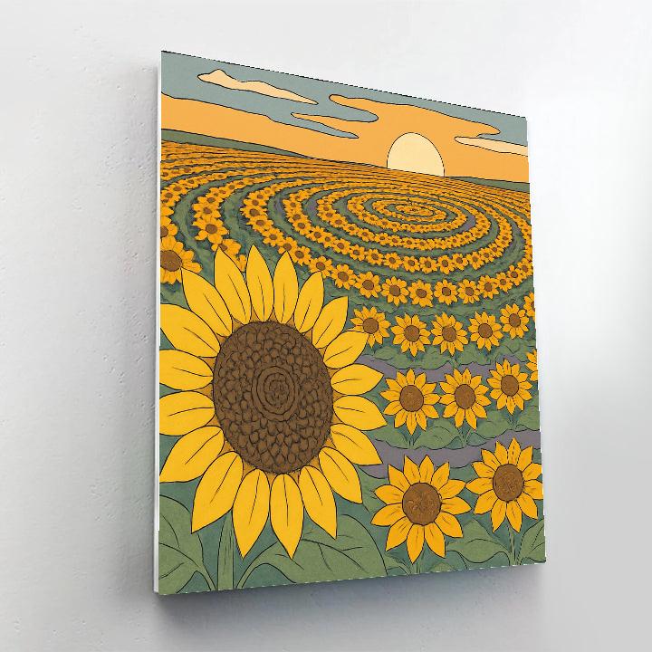 Sunflower Halo Orbit Field paint by numbers