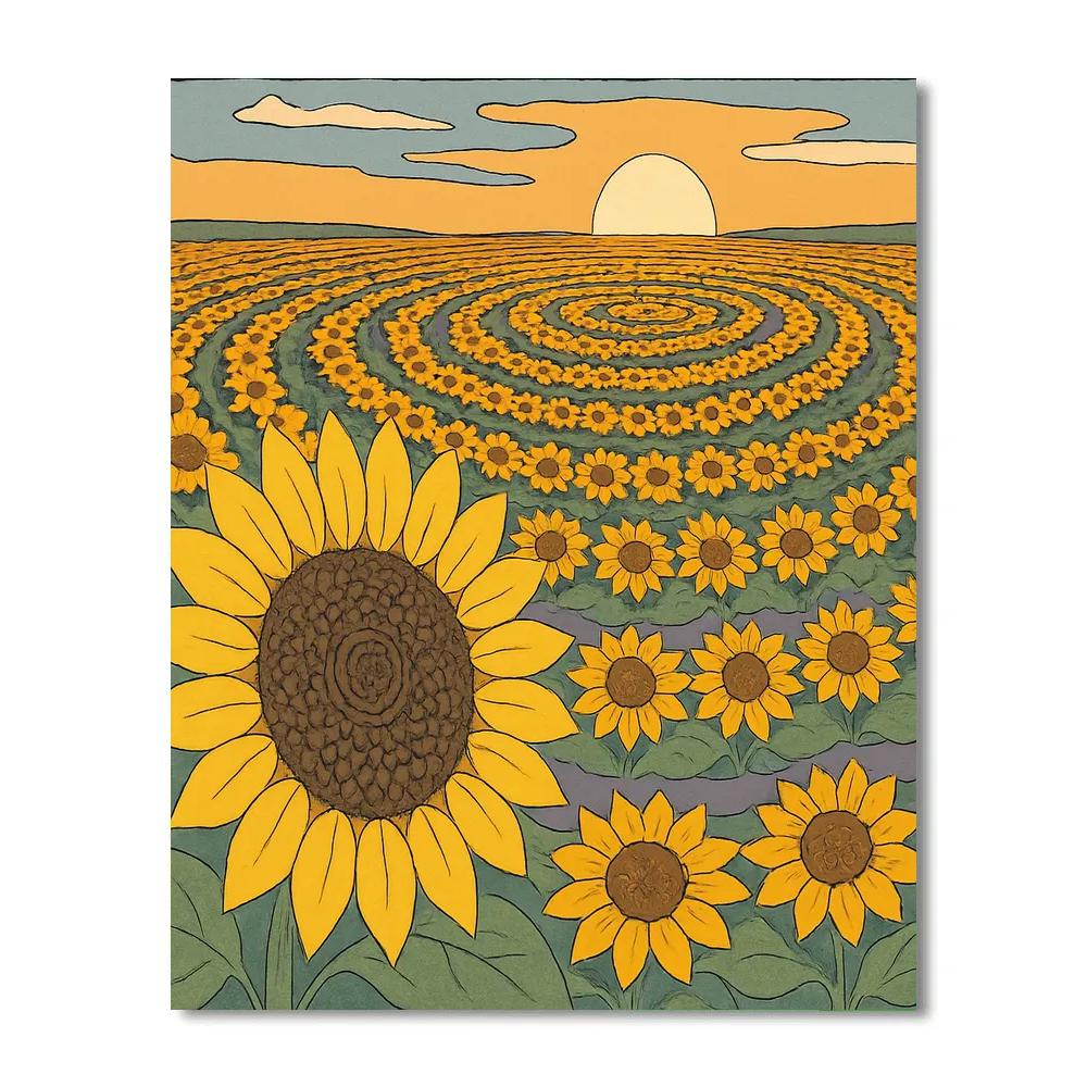 Sunflower Halo Orbit Field paint by numbers