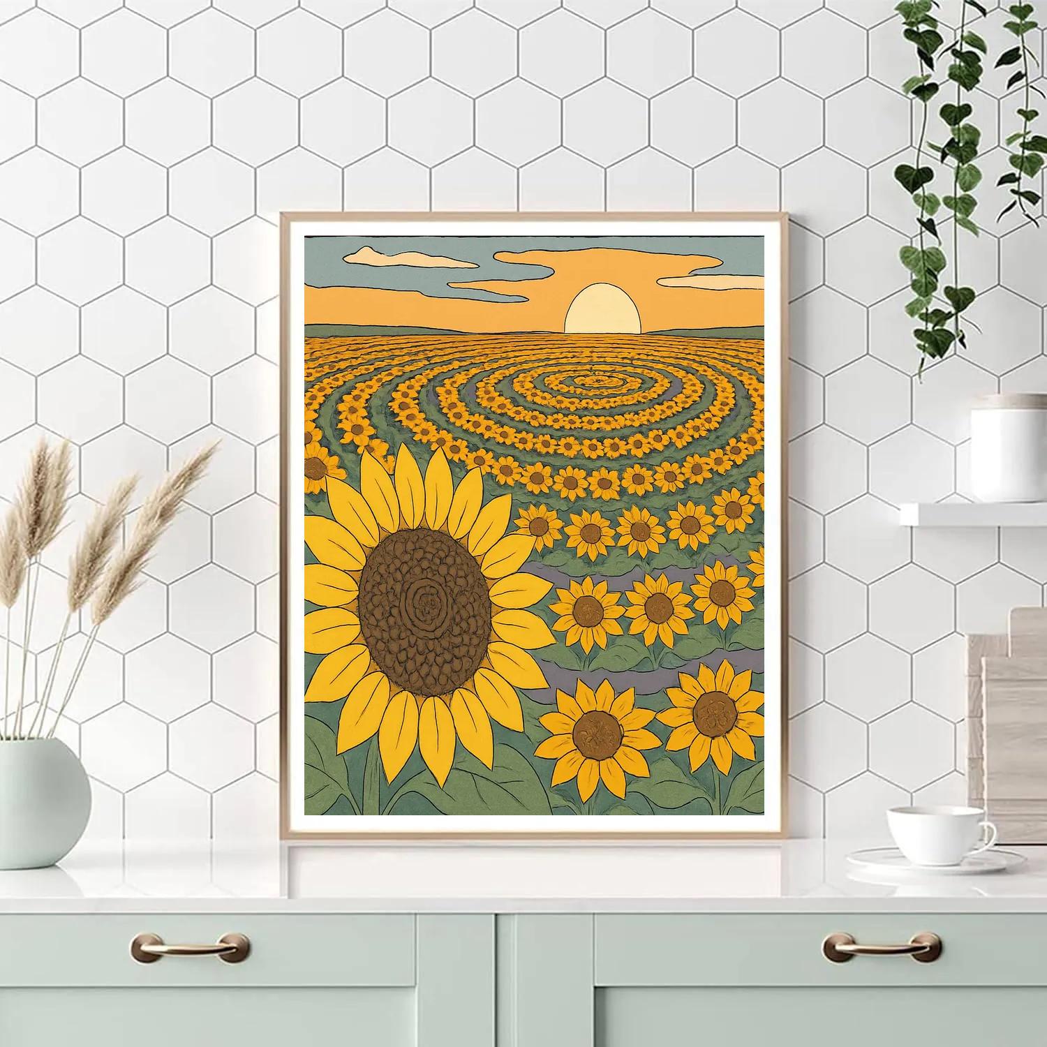 Sunflower Halo Orbit Field paint by numbers