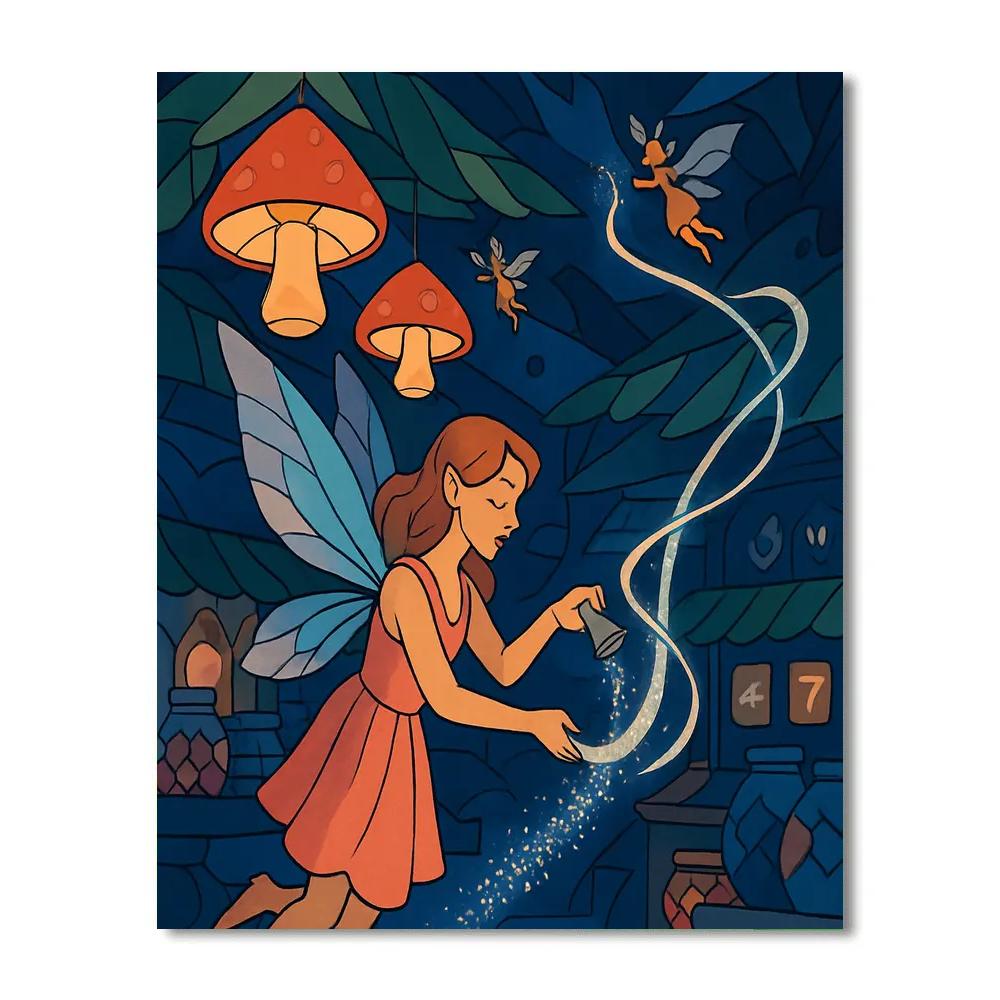 Lantern Market Under Fairy Skies painting number kit