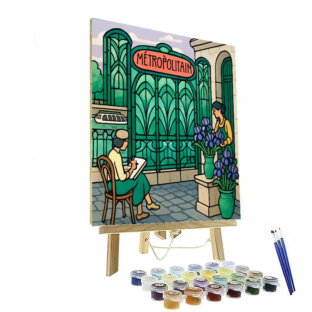 Art Deco Metro Entrance In Paris Glow Paint by numbers art