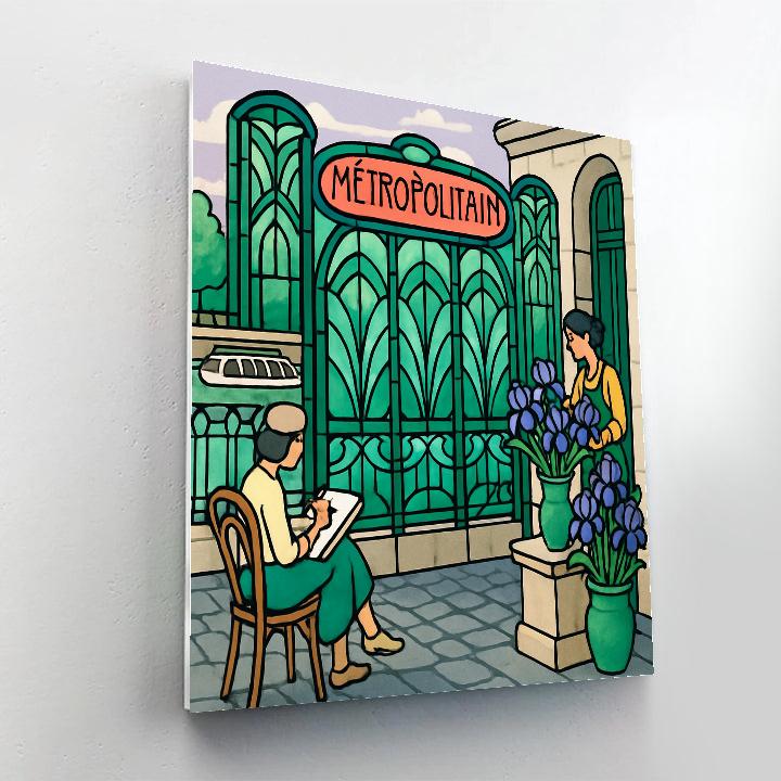 Art Deco Metro Entrance In Paris Glow Paint by numbers art