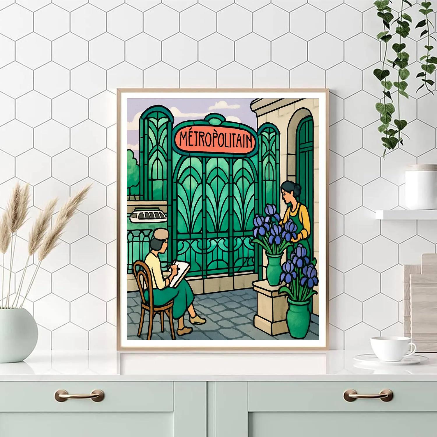 Art Deco Metro Entrance In Paris Glow Paint by numbers art