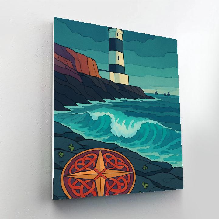 Lighthouse Keeper Of Ireland In Bioluminescent Fog Number painting