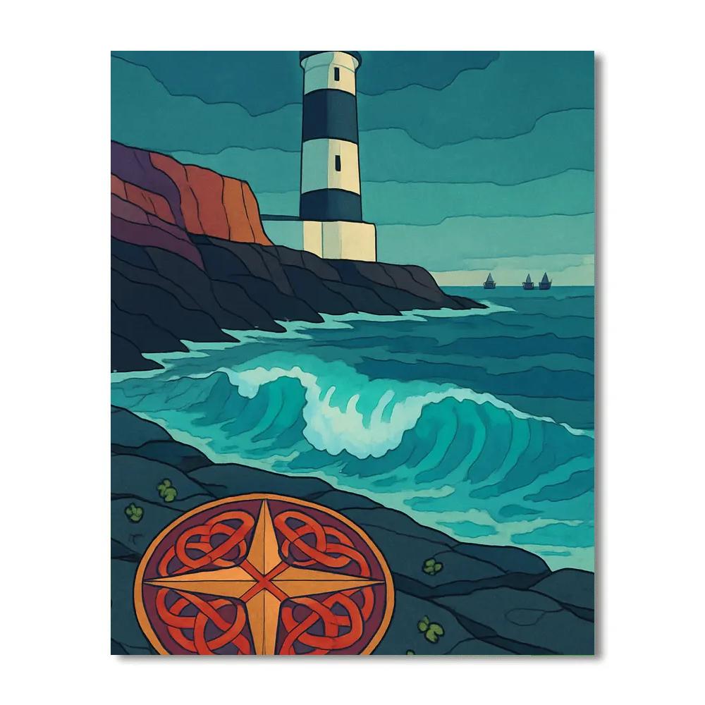 Lighthouse Keeper Of Ireland In Bioluminescent Fog Number painting