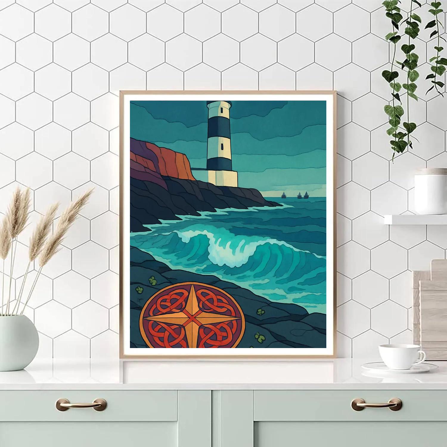 Lighthouse Keeper Of Ireland In Bioluminescent Fog Number painting