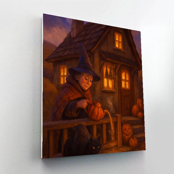 The Teapot Witch Cottage At Dusk DIY paint by numbers