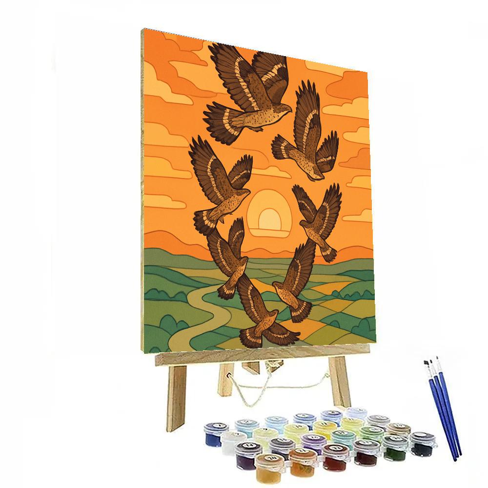 Dawn Thermals Birds Spiral Ascent paint by color