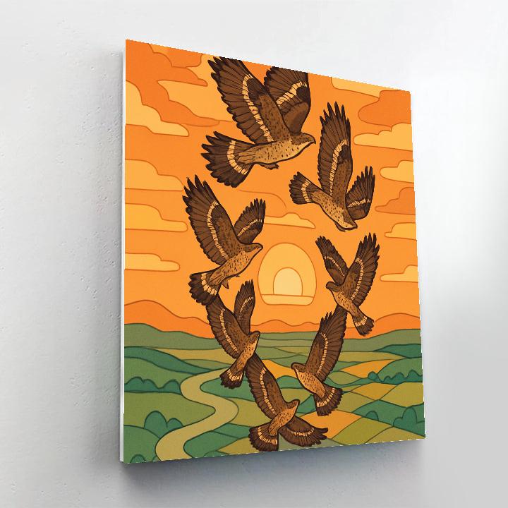 Dawn Thermals Birds Spiral Ascent paint by color