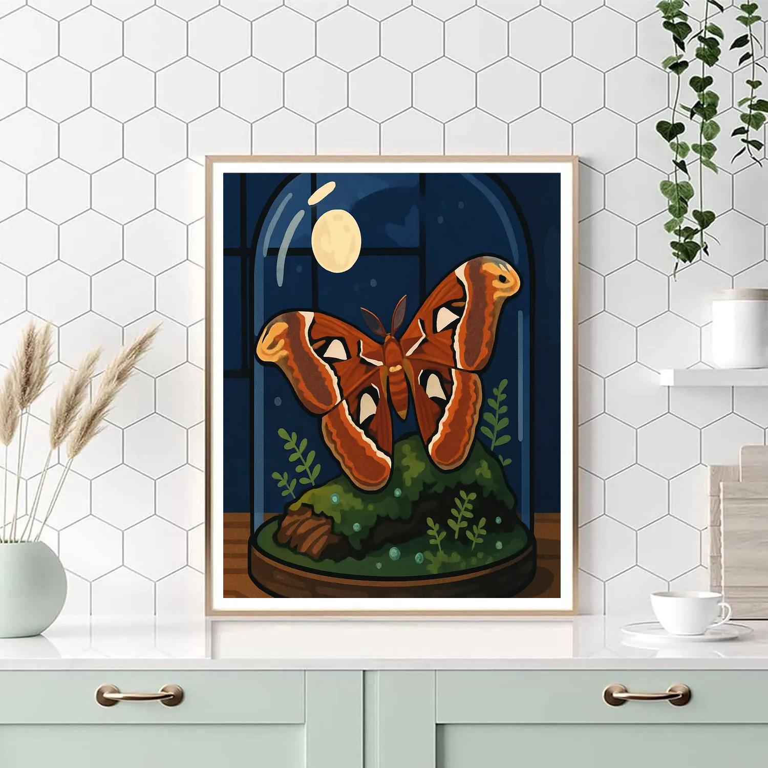 Moonlit Terrarium Butterfly Atlas Numbered painting kits