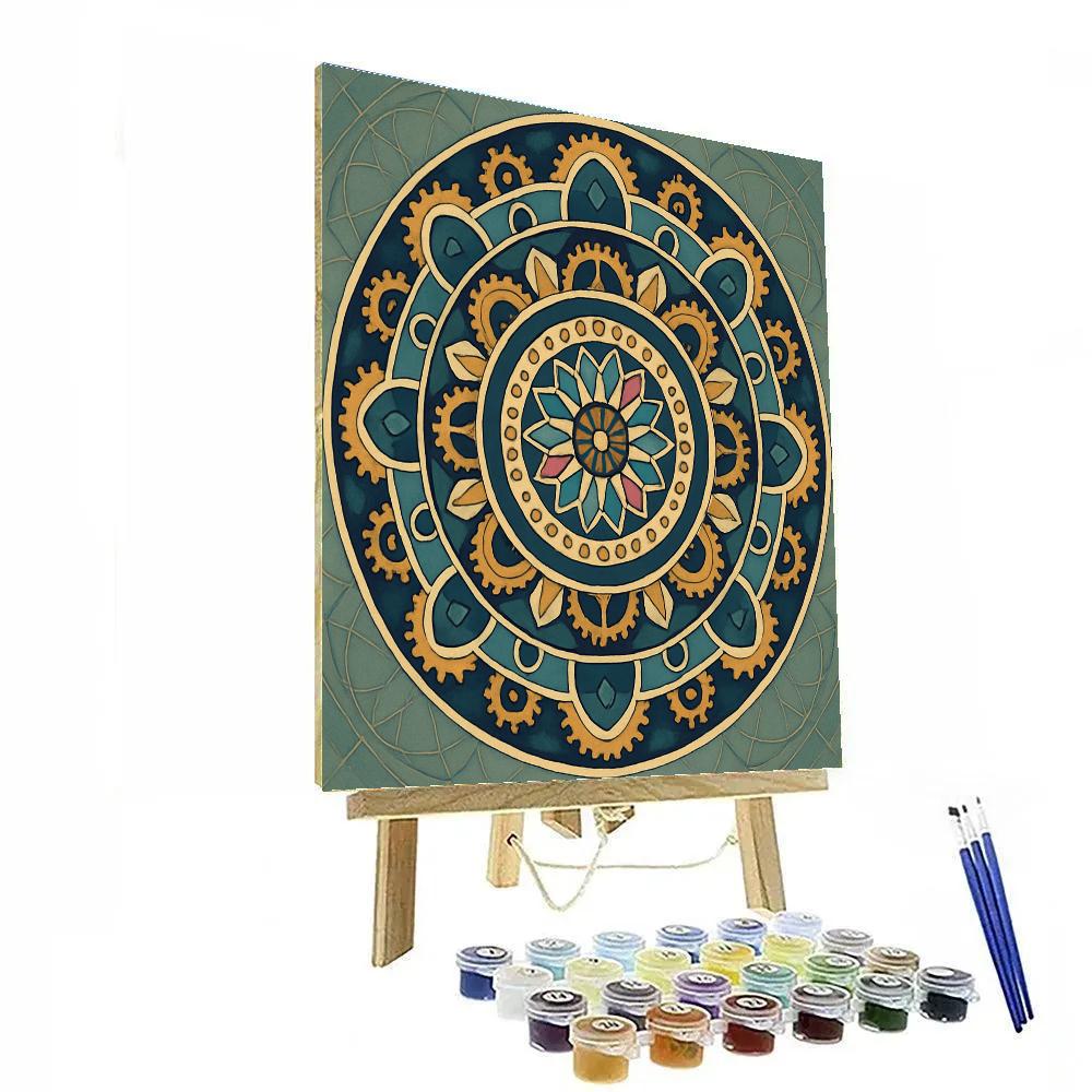Clockwork Cathedral Mandala Paint by numbers art