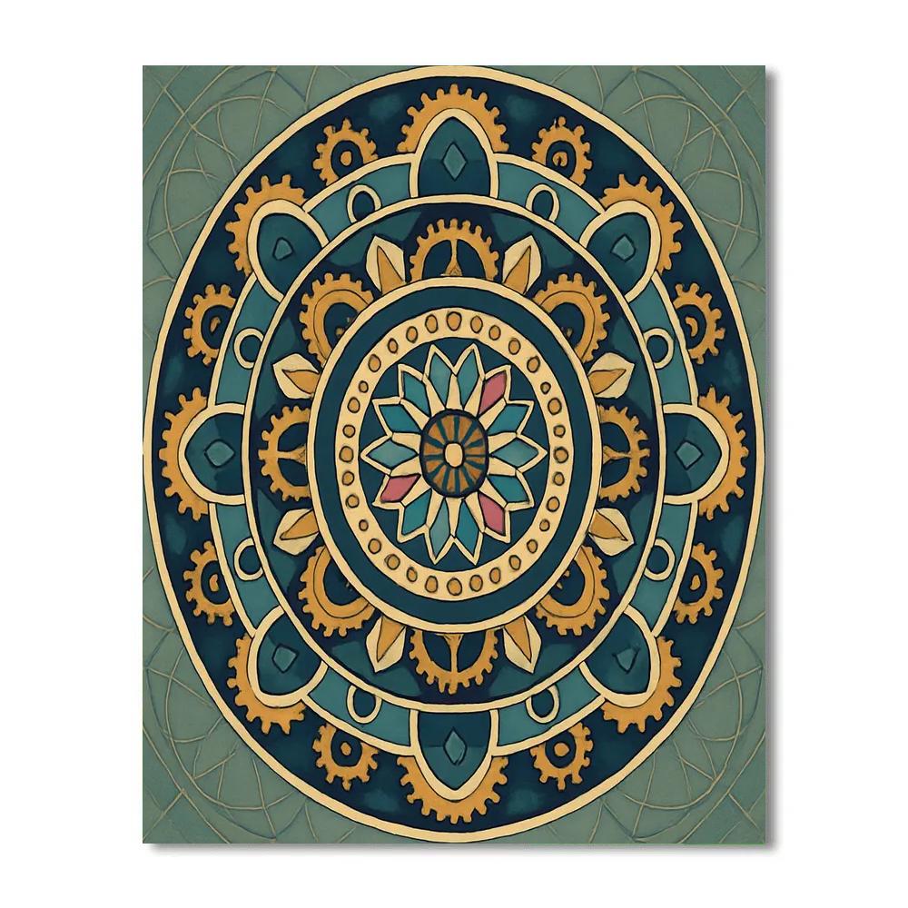 Clockwork Cathedral Mandala Paint by numbers art