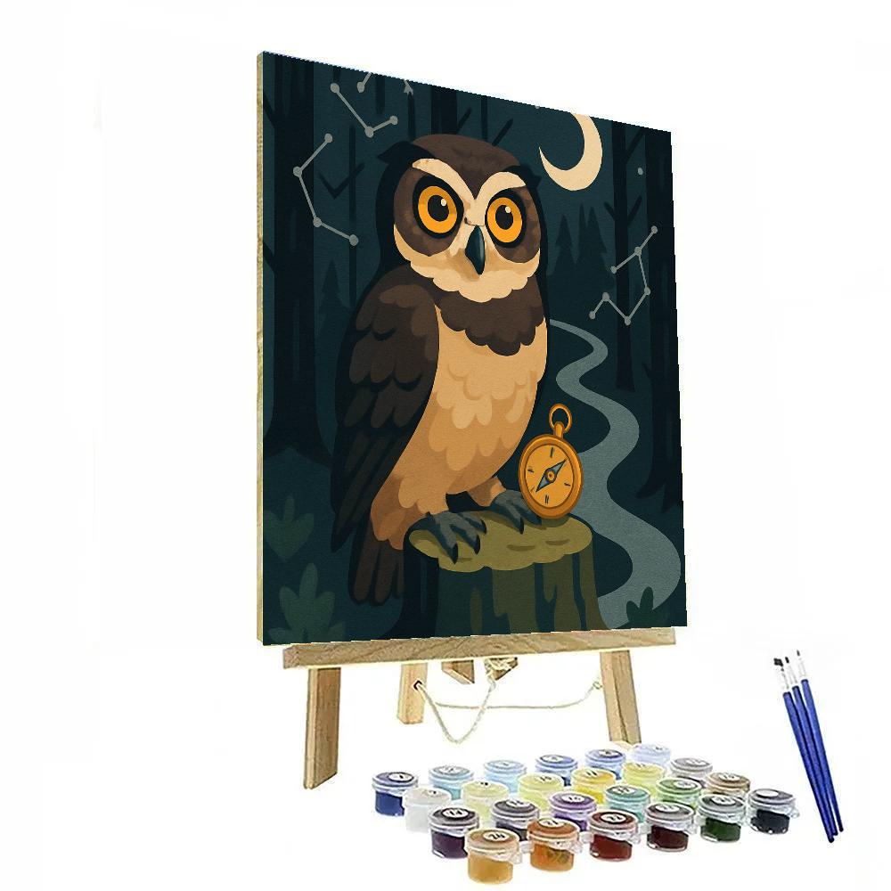 Moonlit Cartographer Owl paint by number
