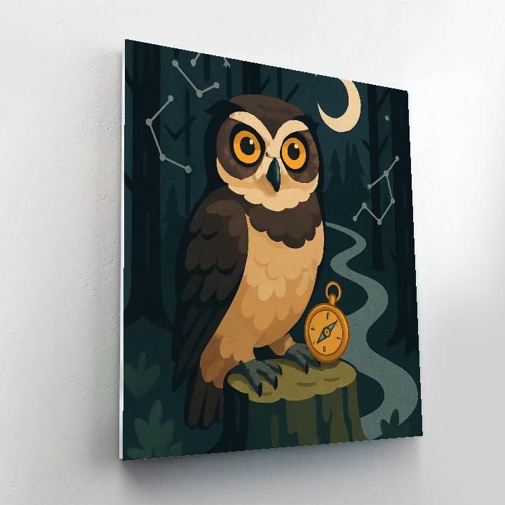 Moonlit Cartographer Owl paint by number