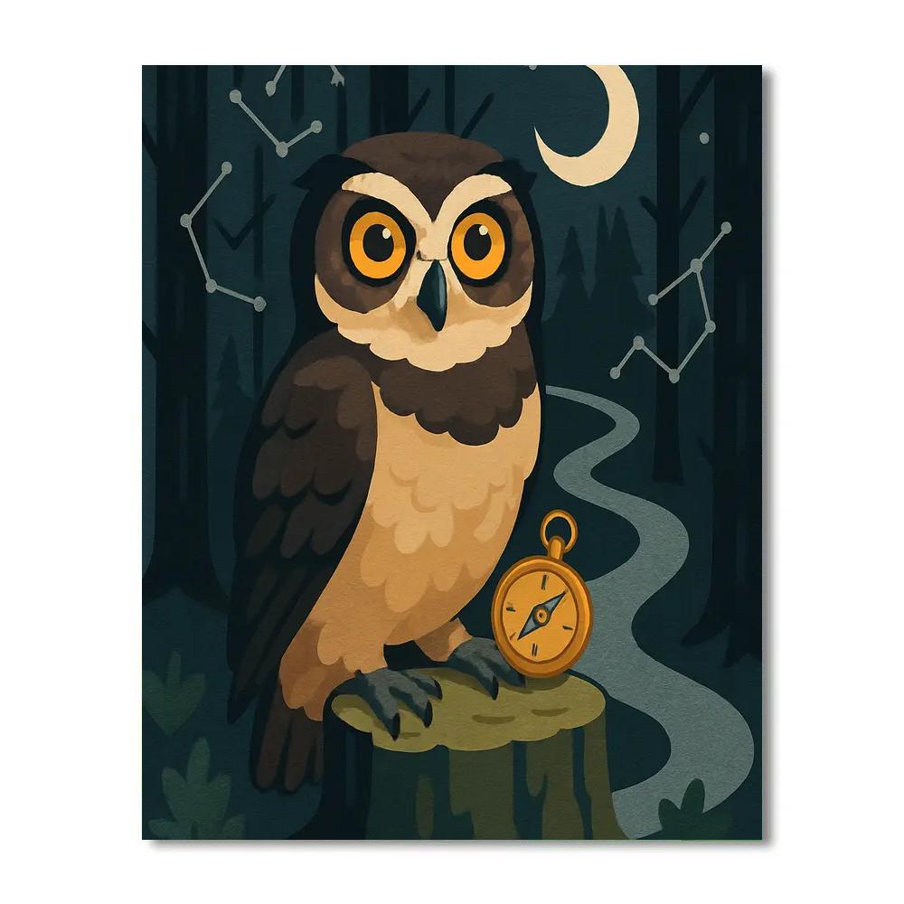 Moonlit Cartographer Owl paint by number