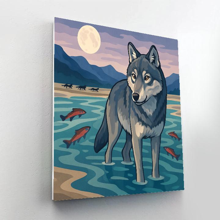 River Delta Wolf Strategist Numbered painting kits