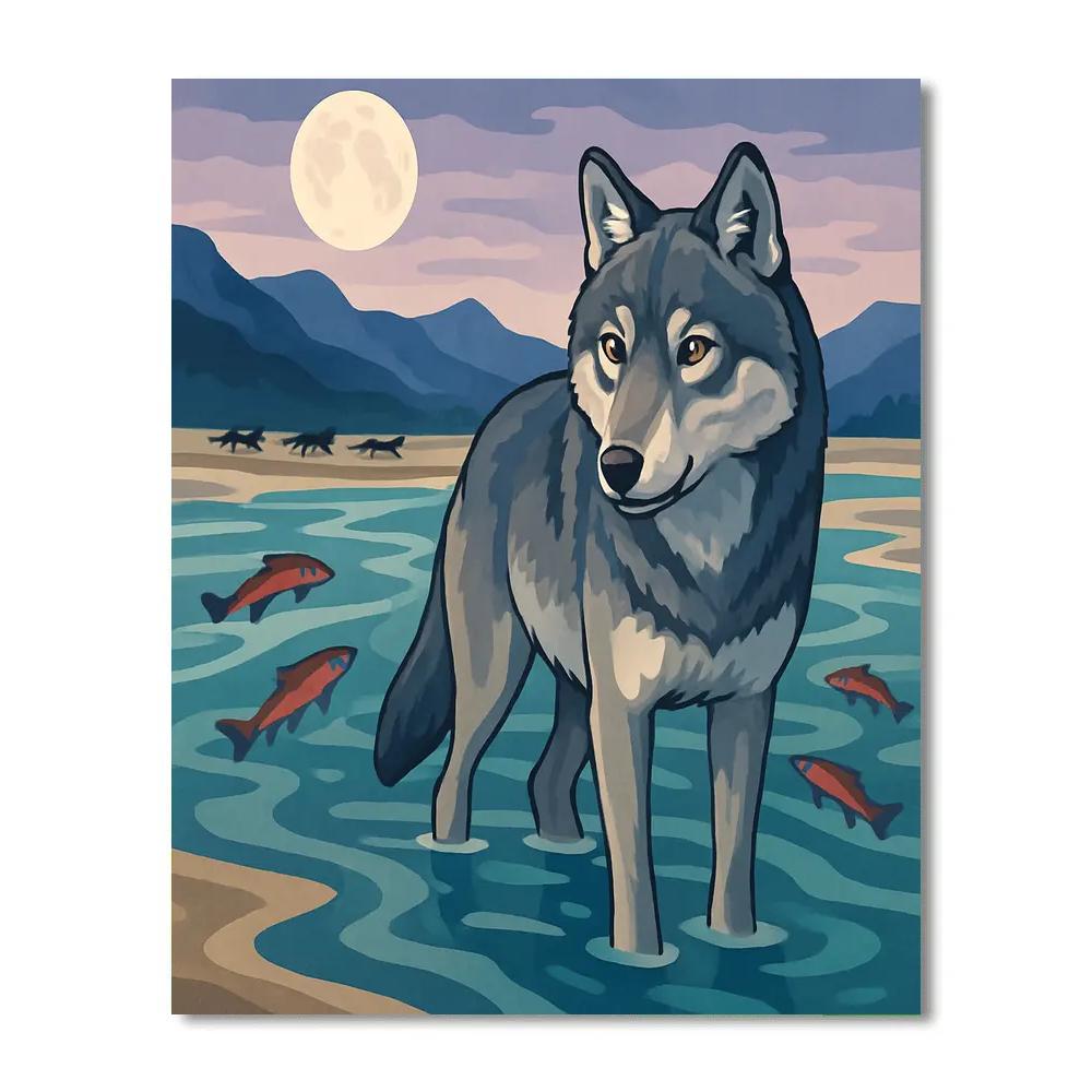 River Delta Wolf Strategist Numbered painting kits