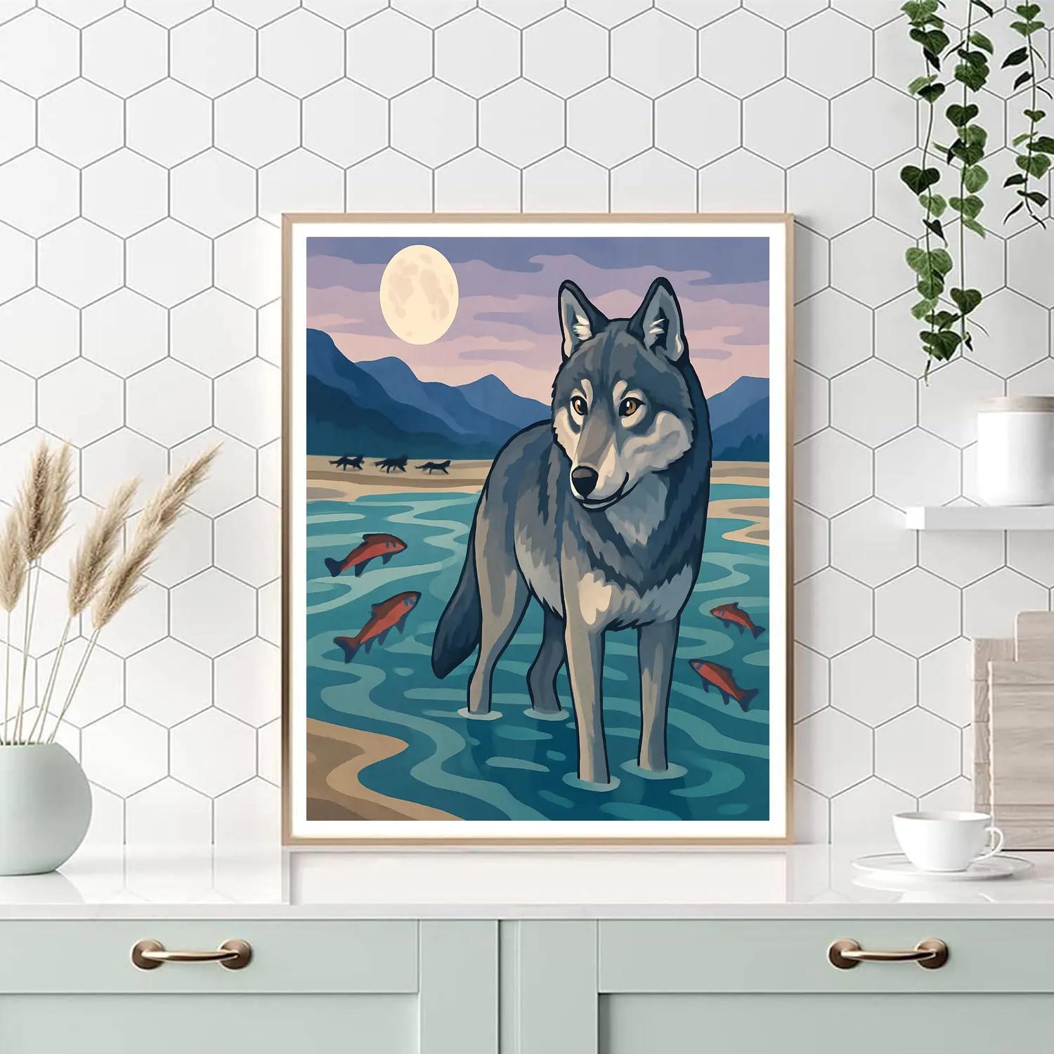 River Delta Wolf Strategist Numbered painting kits