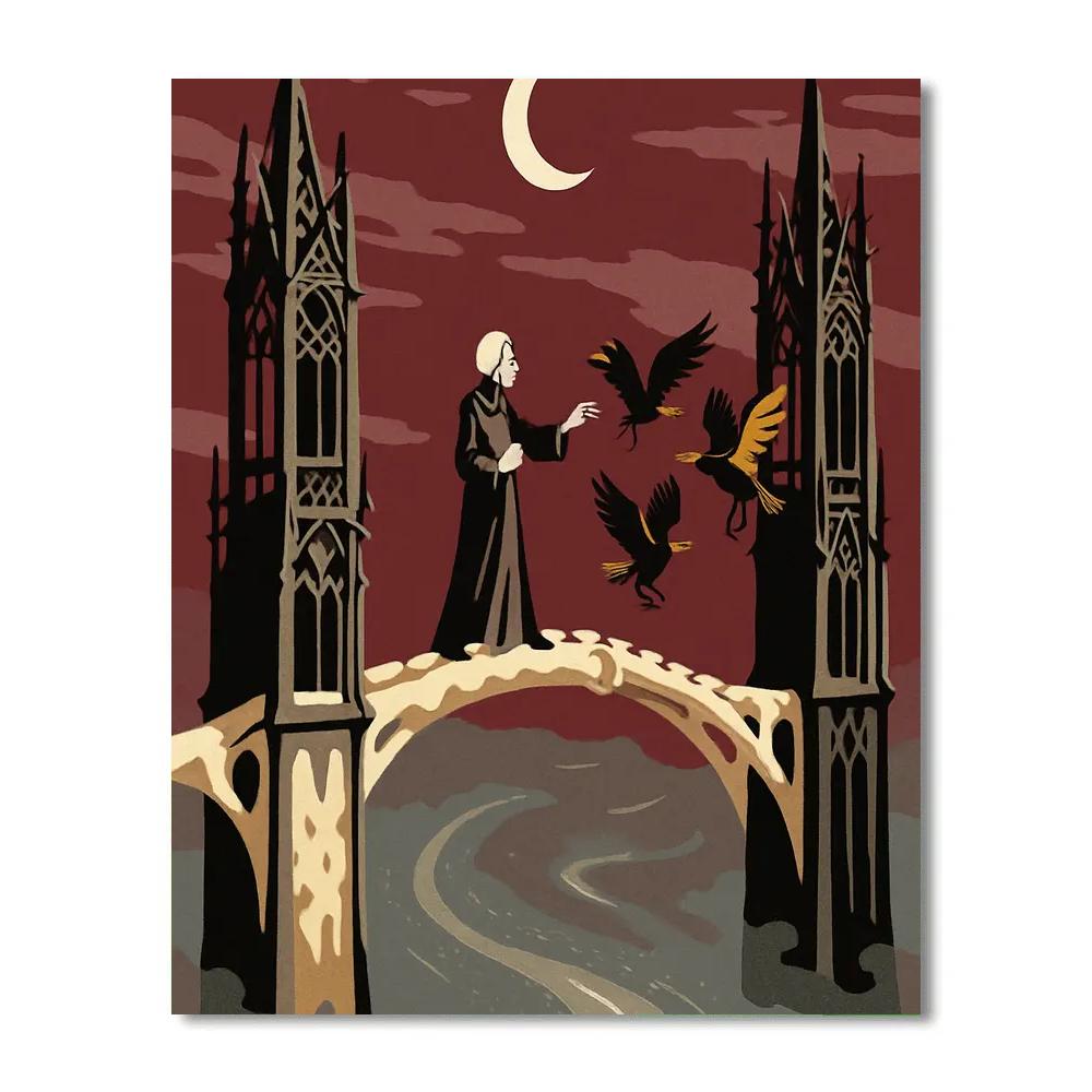 Clockwork Ravenspire With Gothic Bridge paint by number