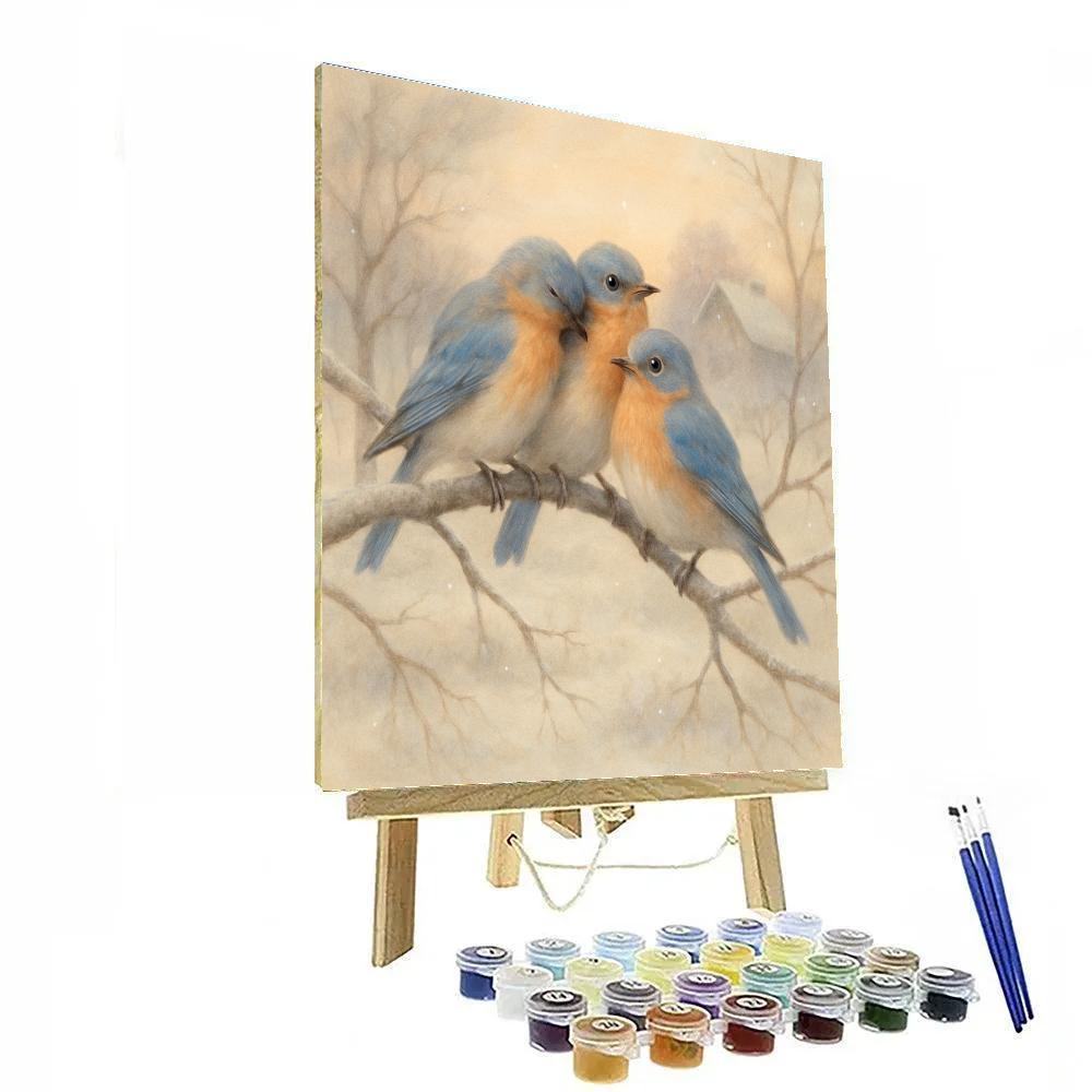 Snowy Orchard Bluebirds After The First Frost DIY paint by numbers