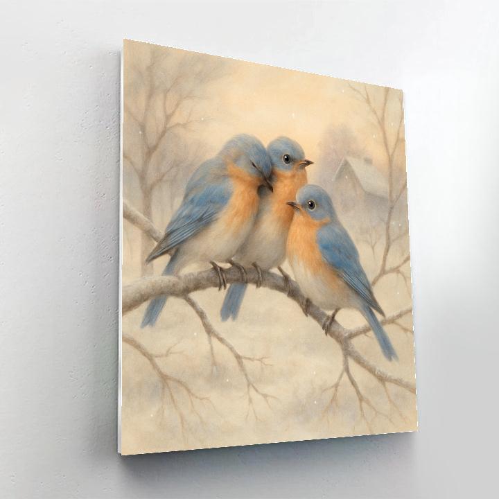 Snowy Orchard Bluebirds After The First Frost DIY paint by numbers