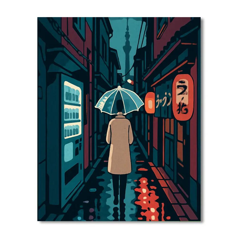 Neon Rain Alley In Japan Paint by numbers kits