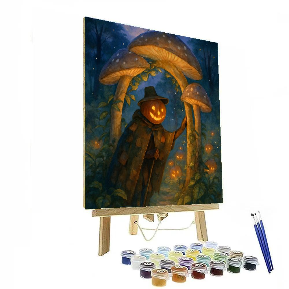 Moonlit Mushroom Gate In The Pumpkin Garden paint by color