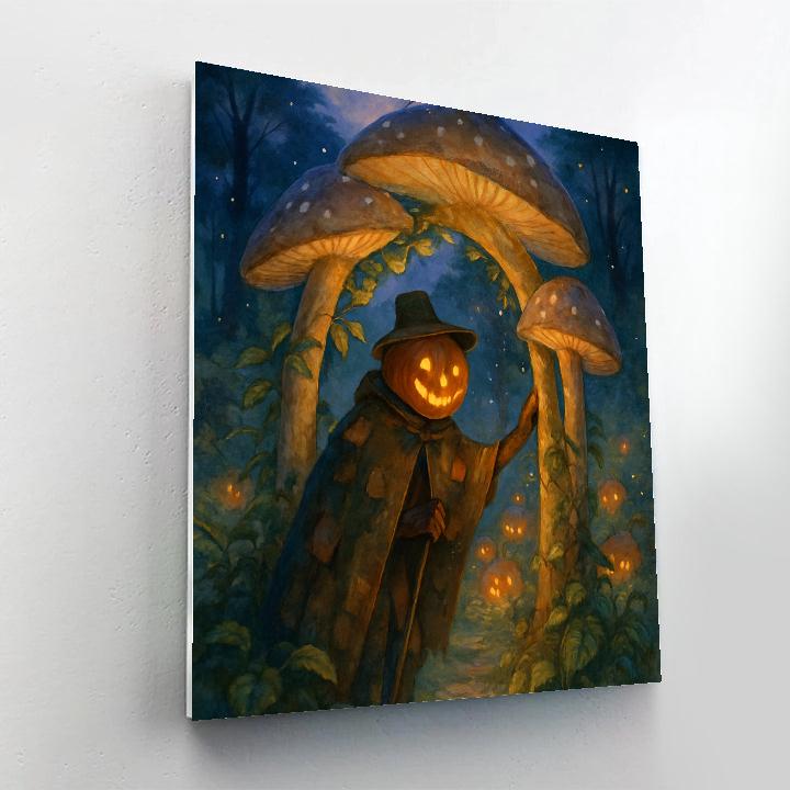 Moonlit Mushroom Gate In The Pumpkin Garden paint by color
