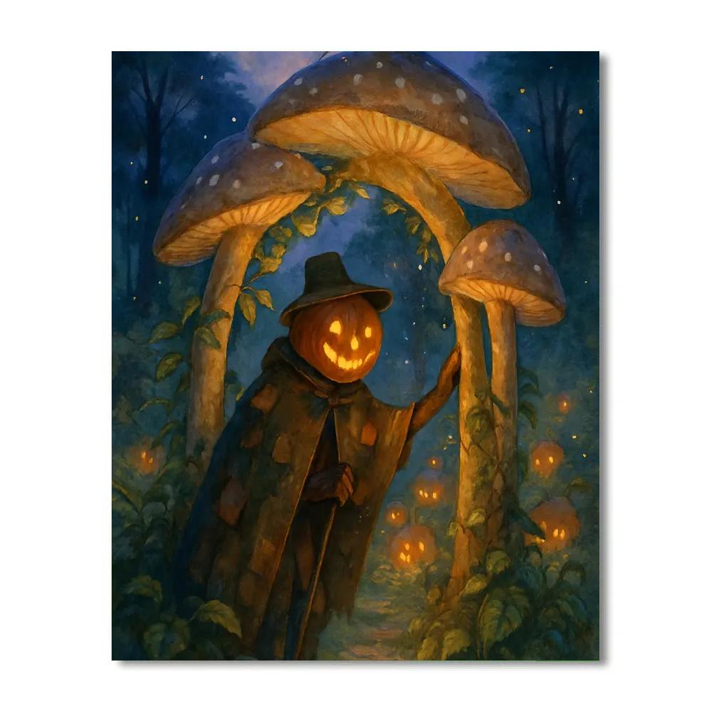 Moonlit Mushroom Gate In The Pumpkin Garden paint by color