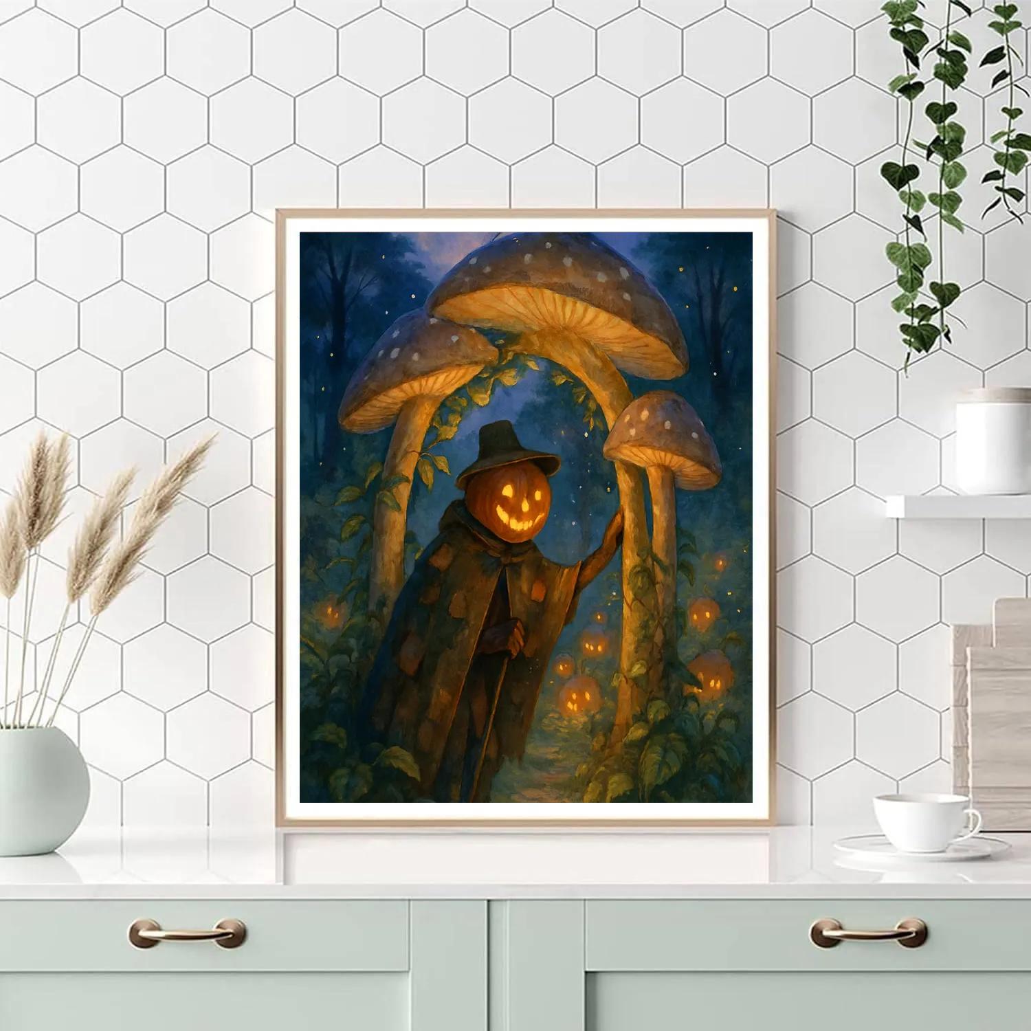 Moonlit Mushroom Gate In The Pumpkin Garden paint by color