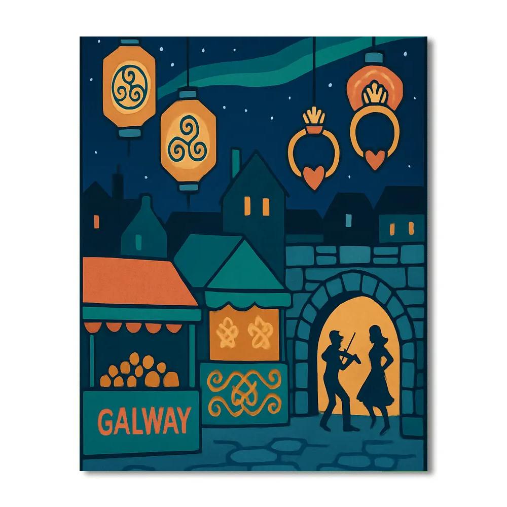 Starlit Market Lanterns With Ireland Folk Patterns Paint by numbers art