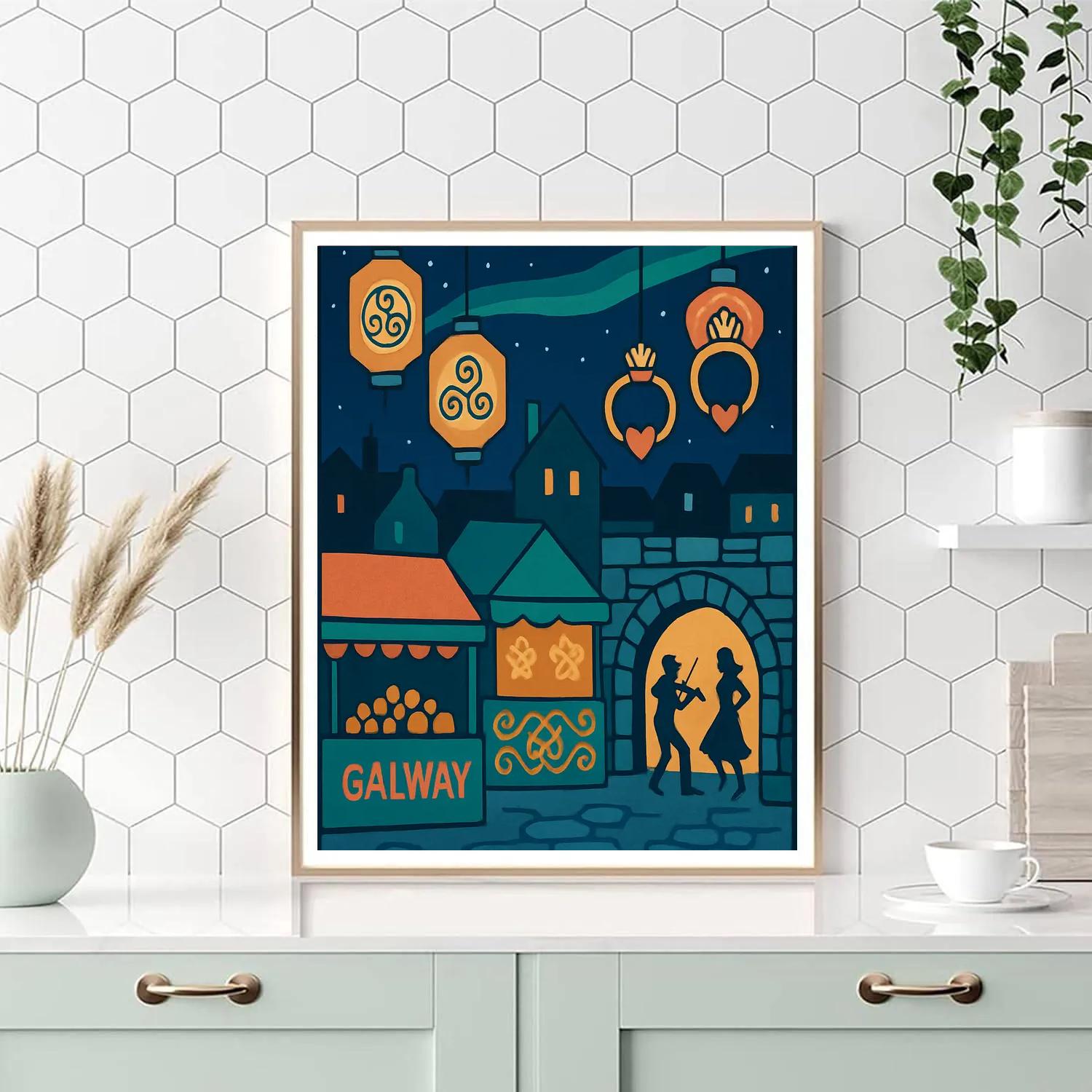 Starlit Market Lanterns With Ireland Folk Patterns Paint by numbers art