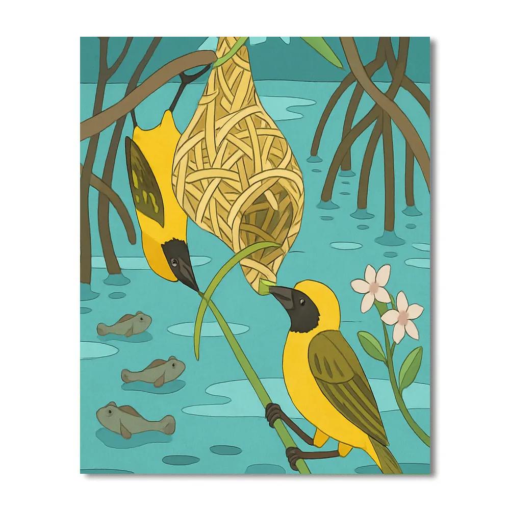 Mangrove Nest Weavers In Birds Harmony paint by number