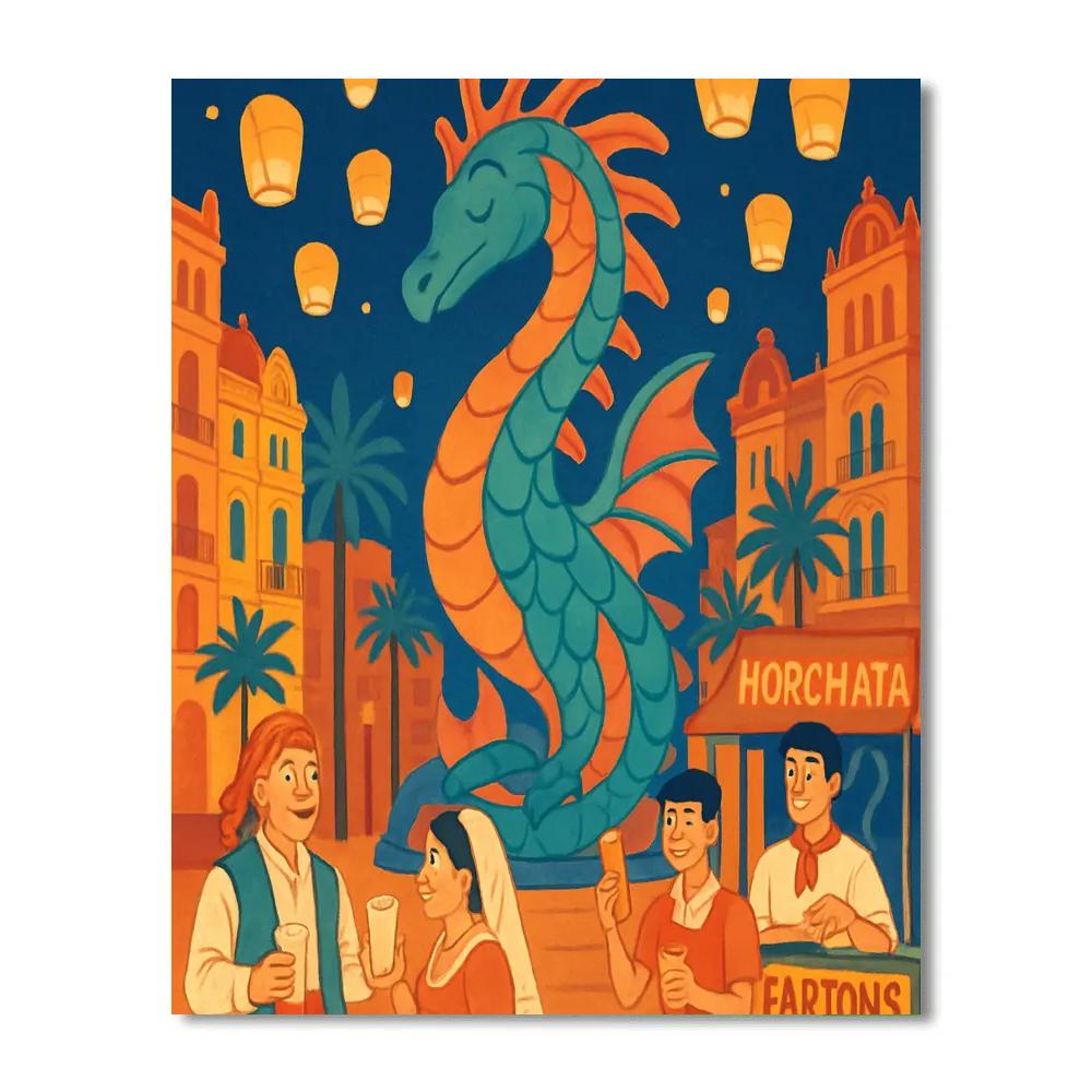 Midnight Valencia Lanterns, Spain Paint by numbers kits