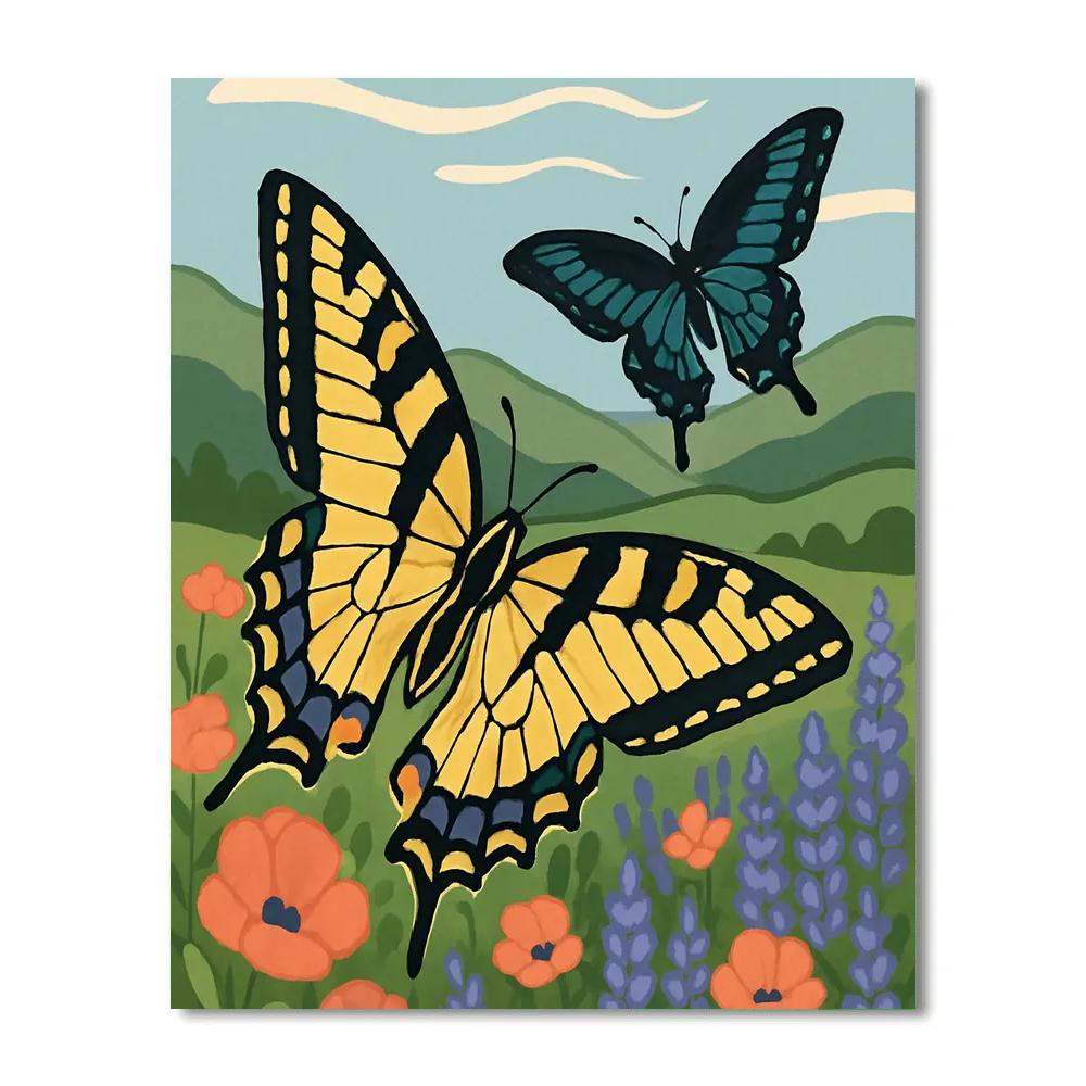 Wildflower Valley With Butterfly Wind Riders Painting by numbers kit
