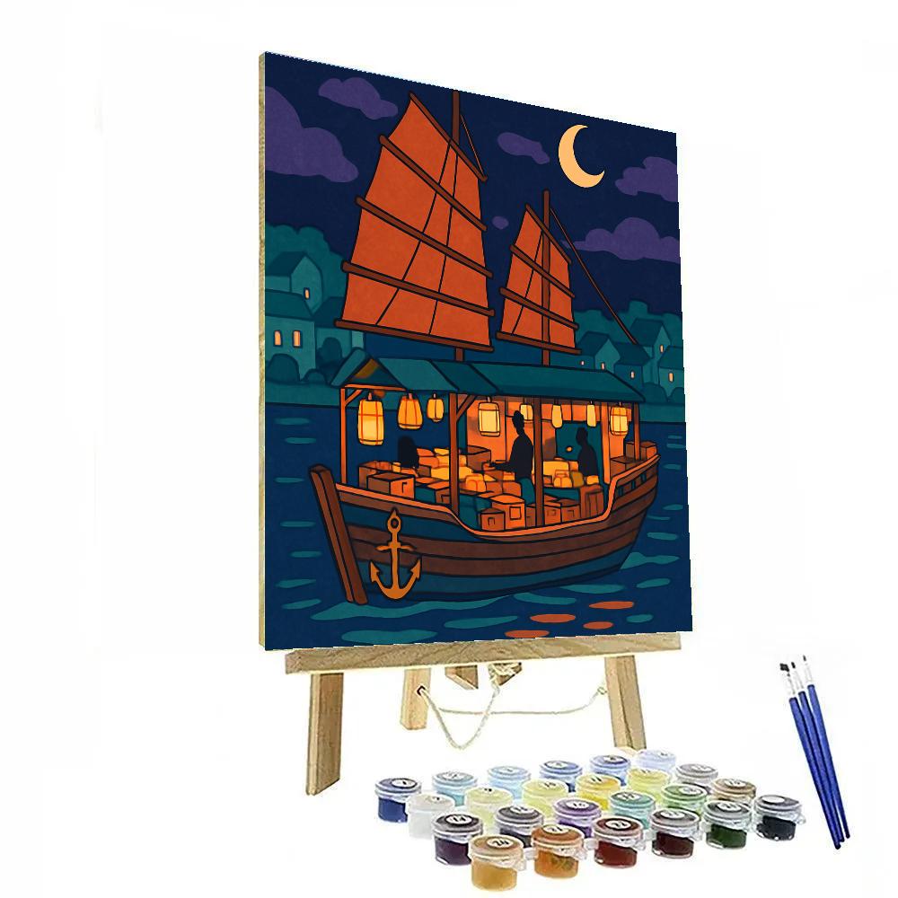 Midnight Lantern Ship Market Painting by numbers kit