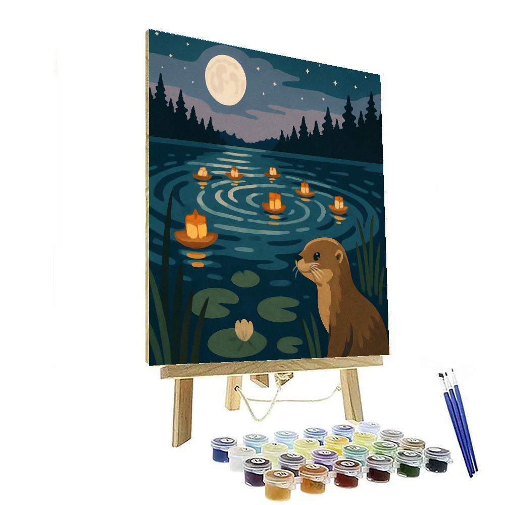 Midnight Lantern Regatta On The Lake Painting by numbers kit