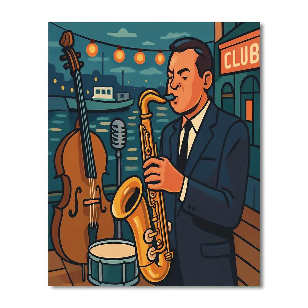 Moonlit Harbor Jazz Showcase Paint by numbers kits
