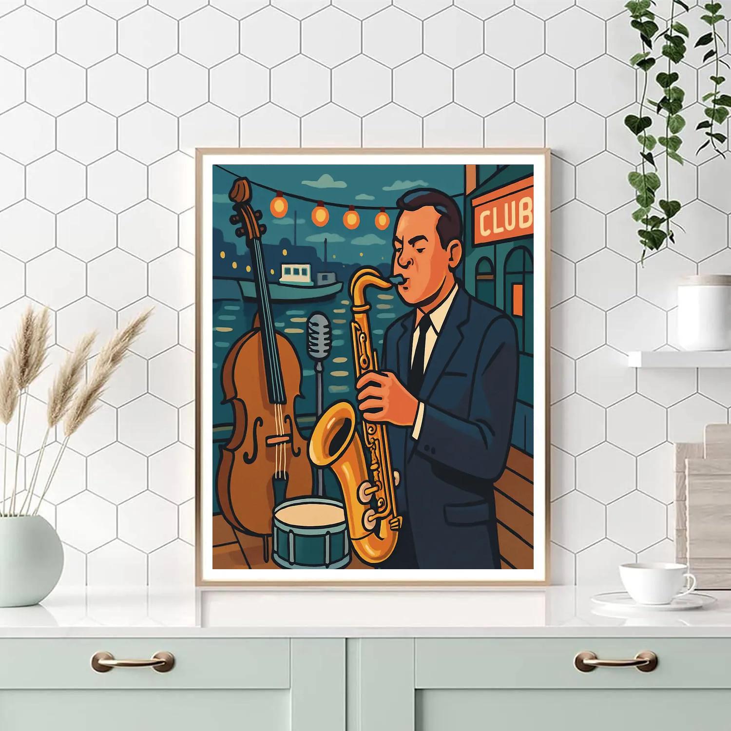 Moonlit Harbor Jazz Showcase Paint by numbers kits