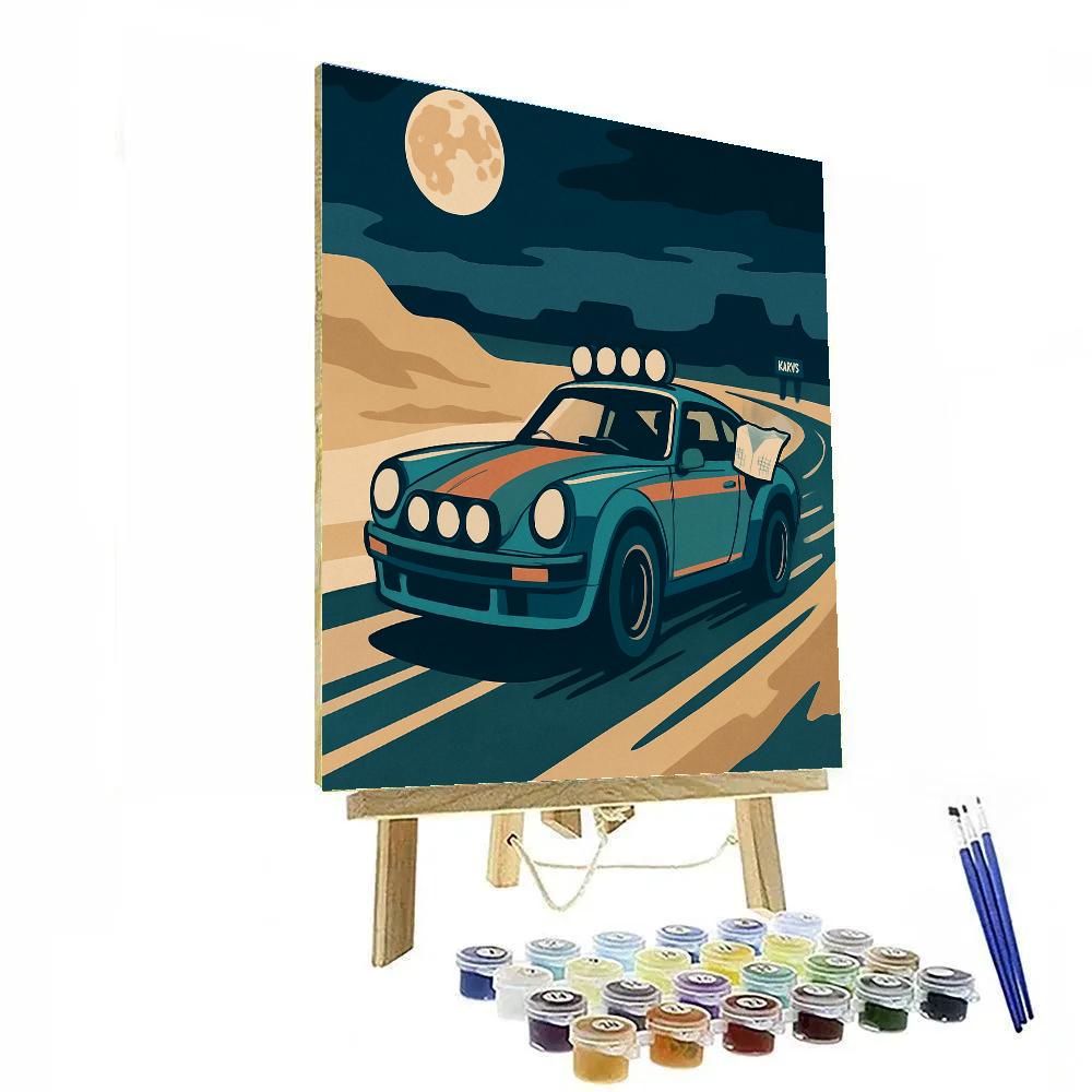 Midnight Paper Map Cars Rally paint by color